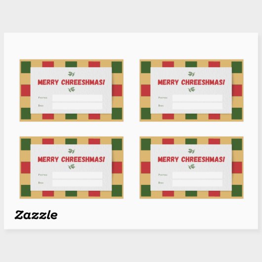 Merry Chreeshmas kariertes Geschenk Rechteckiger Aufkleber (Blatt)