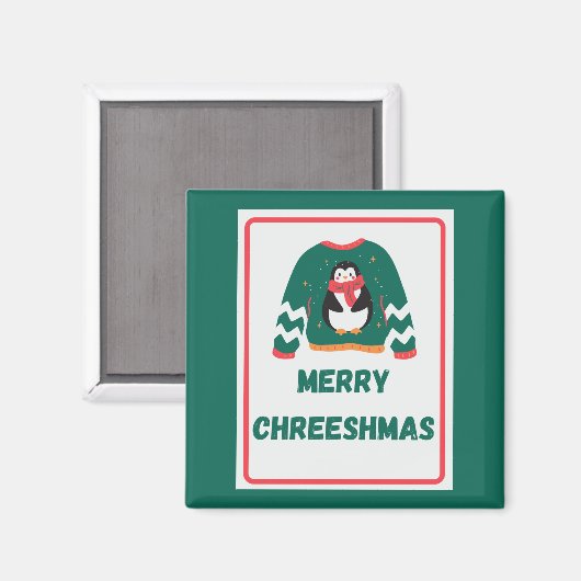 Merry Chreeshmas Penguin Sweater Magnet (Vorderseite/Rückseite)