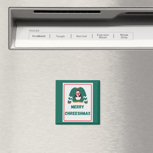 Merry Chreeshmas Penguin Sweater Magnet (In Situ (Geschirrspüler))