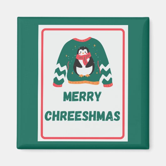 Merry Chreeshmas Penguin Sweater Magnet (Vorne)