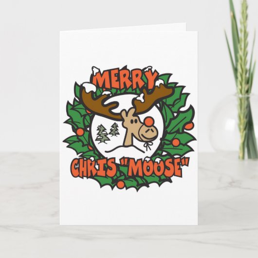 Merry Chris Moose Feiertagskarte (Vorderseite)