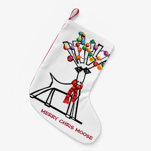 Merry Chris Moose Kleiner Weihnachtsstrumpf (Vorderansicht (hängend))
