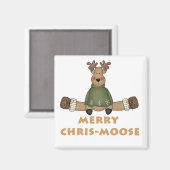 Merry Chris-Moose T - Shirt und Geschenke Magnet (Vorderseite/Rückseite)