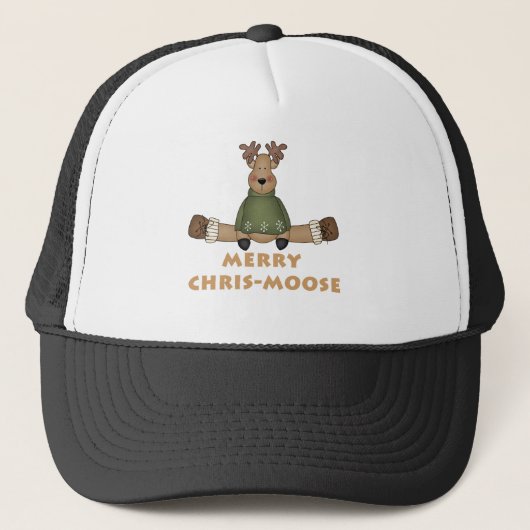 Merry Chris-Moose T - Shirt und Geschenke Truckerkappe (Vorderseite)