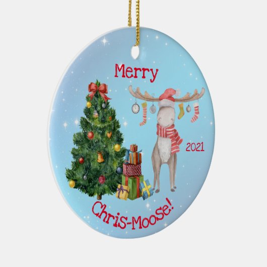 Merry Chris-Moose und Polar Bear Weihnachten Keramik Ornament (Rechts)