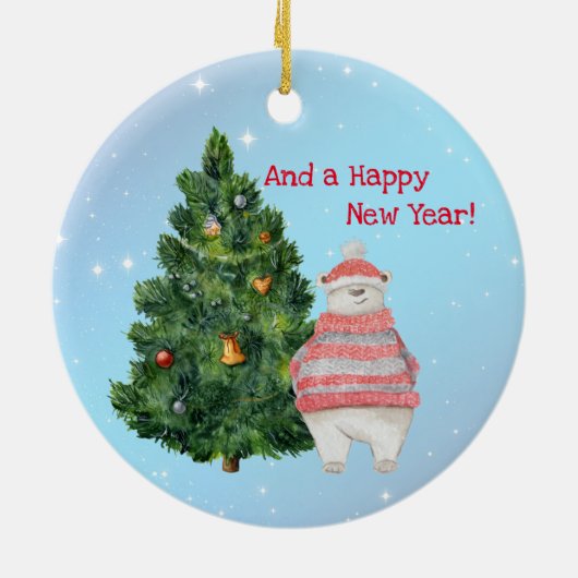 Merry Chris-Moose und Polar Bear Weihnachten Keramik Ornament (Hinten)