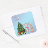 Merry Chris-Moose, Weihnachtsbaum, Weihnachtsgesch Quadratischer Aufkleber (Umschlag)