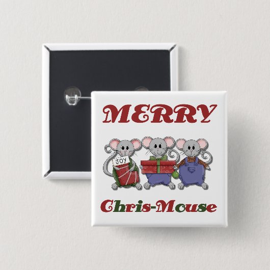 Merry Chris-Mouse Tshirts und Geschenke Button (Vorne & Hinten)