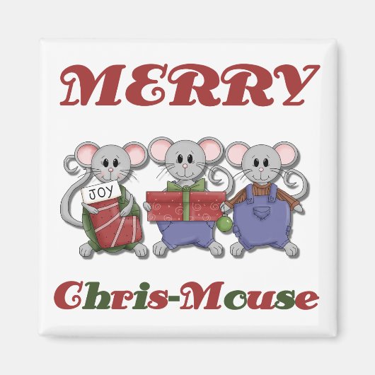 Merry Chris-Mouse Tshirts und Geschenke Magnet (Vorne)