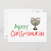 Merry Chrismanukah - WeihnachtsChanukah Menorah Feiertagspostkarte (Vorne/Hinten)