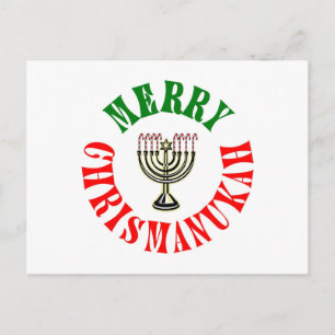 Merry Chrismanukah - WeihnachtsChanukah Menorah Feiertagspostkarte