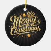 Merry Chrismas Gold Keramik Ornament (Vorne)