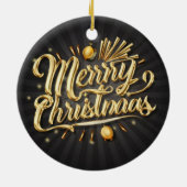 Merry Chrismas Gold Keramik Ornament (Hinten)