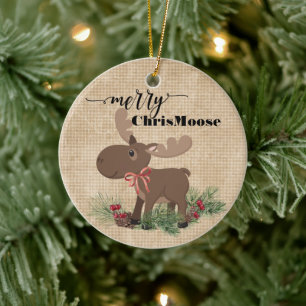 Merry ChrisMoose Keramik Ornament