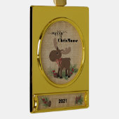 Merry ChrisMoose Rustic Banner Ornament (Rechts)