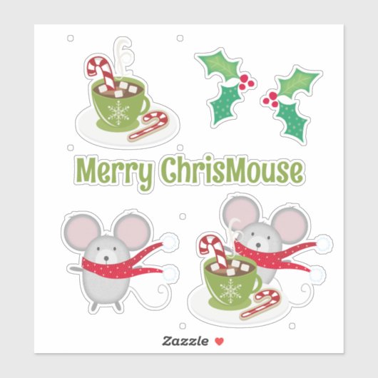 Merry ChrisMouse Custom-Cut Vinyl Stickers Aufkleber (Blatt)