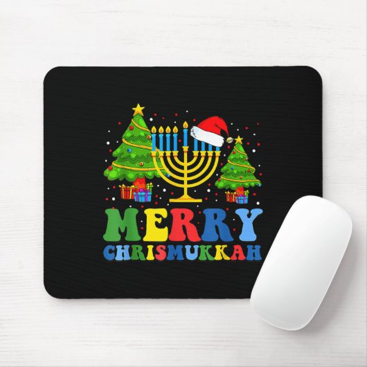 Merry Chrismukkah 2024 Happy Hanukkah Christmas Sa Mousepad (Mit Mouse)