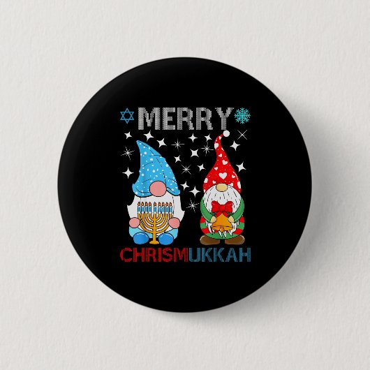 Merry Chrismukkah Funny Gnomes Christmas And Hanuk Button (Vorderseite)