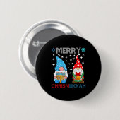 Merry Chrismukkah Funny Gnomes Christmas And Hanuk Button (Vorne & Hinten)