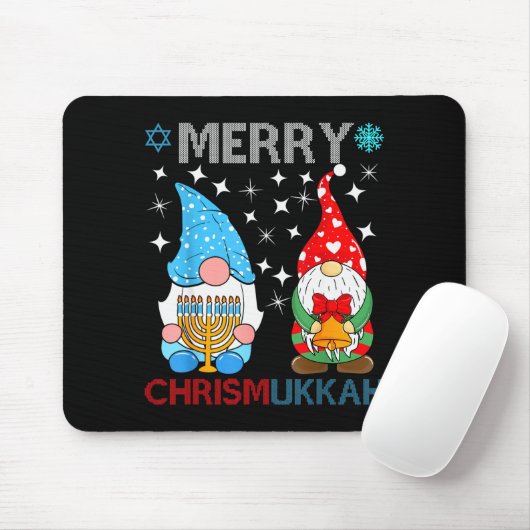 Merry Chrismukkah Funny Gnomes Christmas And Hanuk Mousepad (Mit Mouse)