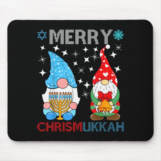 Merry Chrismukkah Funny Gnomes Christmas And Hanuk Mousepad (Vorne)