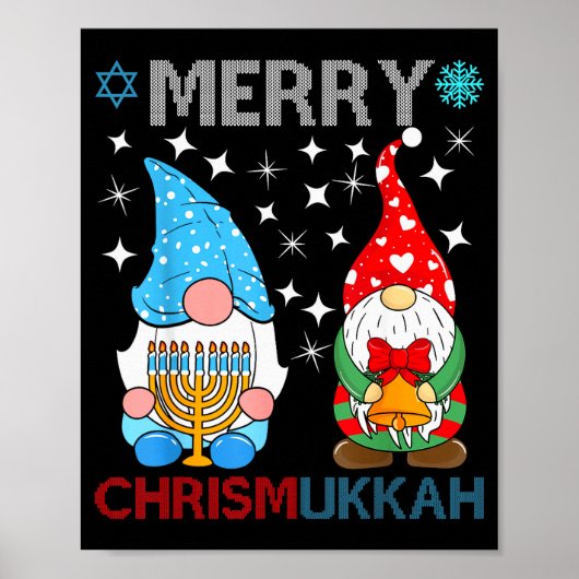 Merry Chrismukkah Funny Gnomes Christmas And Hanuk Poster (Vorne)
