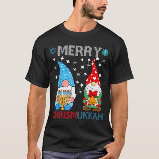Merry Chrismukkah Funny Gnomes Christmas And Hanuk T-Shirt (Vorderseite)