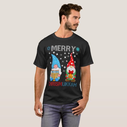 Merry Chrismukkah Funny Gnomes Christmas And Hanuk T-Shirt (Vorne ganz)