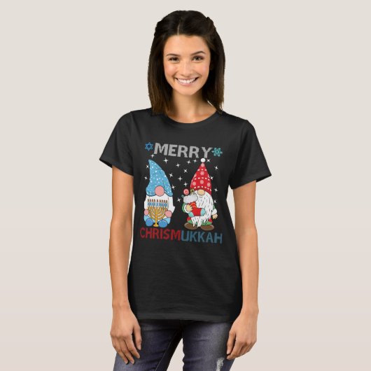 Merry Chrismukkah Funny Gnomes T-Shirt (Vorne ganz)