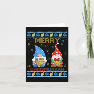 Merry Chrismukkah Funny Gnomes Weihnachten und Han Karte