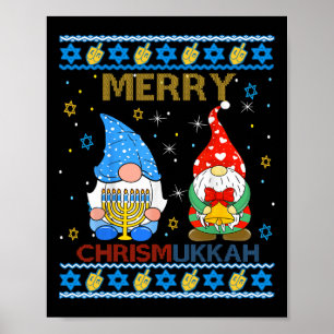 Merry Chrismukkah Funny Gnomes Weihnachten und Han Poster