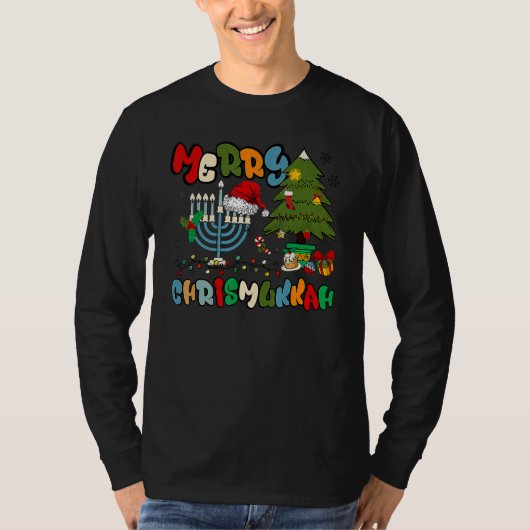 Merry Chrismukkah Hanukkah Jewish Chanukah Menorah T-Shirt (Vorderseite)