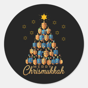 Merry Chrismukkah Happy Chanukkah Dreidel Christma Runder Aufkleber