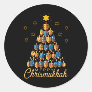 Merry Chrismukkah Happy Chanukkah Dreidel Christma Runder Aufkleber