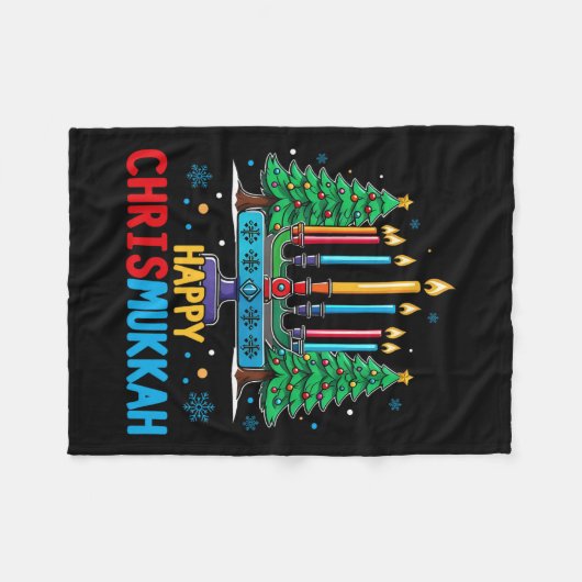 Merry Chrismukkah Happy Christmas Hanukkah 3 Fleecedecke (Vorderseite (Horizontal))