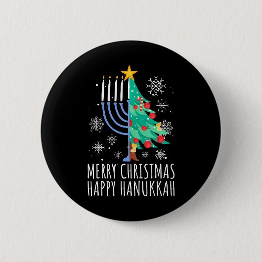 Merry Chrismukkah Happy Christmas Hanukkah Button (Vorderseite)