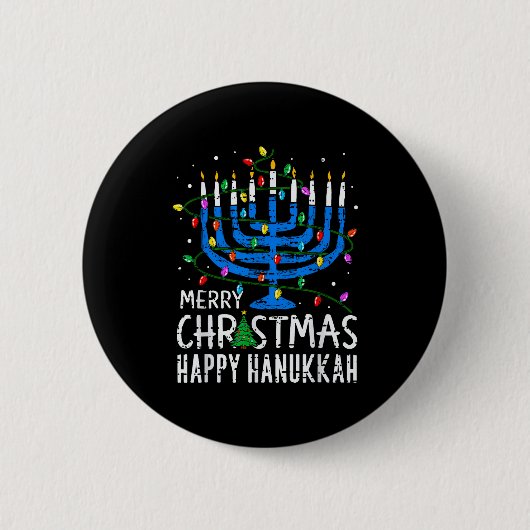 Merry Chrismukkah Happy Christmas Hanukkah Chanuka Button (Vorderseite)