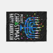 Merry Chrismukkah Happy Christmas Hanukkah Chanuka Fleecedecke (Vorderseite (Horizontal))