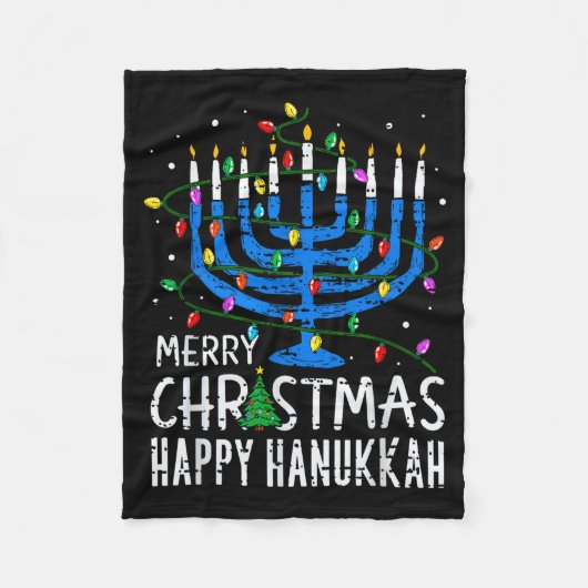 Merry Chrismukkah Happy Christmas Hanukkah Chanuka Fleecedecke (Vorderseite)
