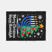 Merry Chrismukkah Happy Christmas Hanukkah Matchin Fleecedecke (Vorderseite (Horizontal))