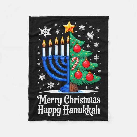 Merry Chrismukkah Happy Christmas Hanukkah Matchin Fleecedecke (Vorderseite)