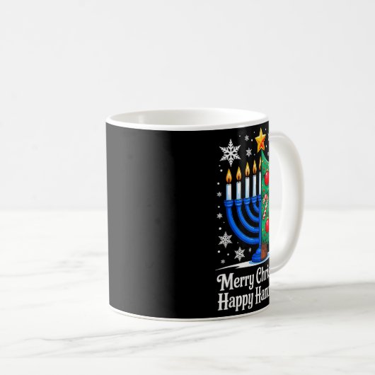 Merry Chrismukkah Happy Christmas Hanukkah Matchin Kaffeetasse (VorderseiteRechts)