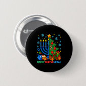Merry Chrismukkah Happy Christmas Hanukkah Pajama  Button (Vorne & Hinten)