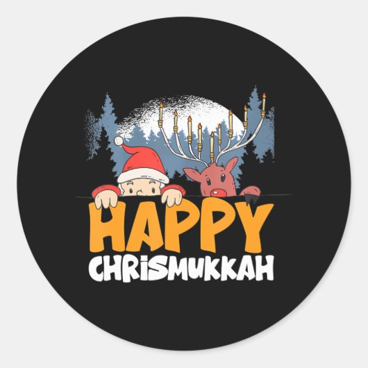 Merry Chrismukkah Happy Christmas Hanukkah Runder Aufkleber (Vorderseite)