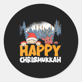 Merry Chrismukkah Happy Christmas Hanukkah Runder Aufkleber