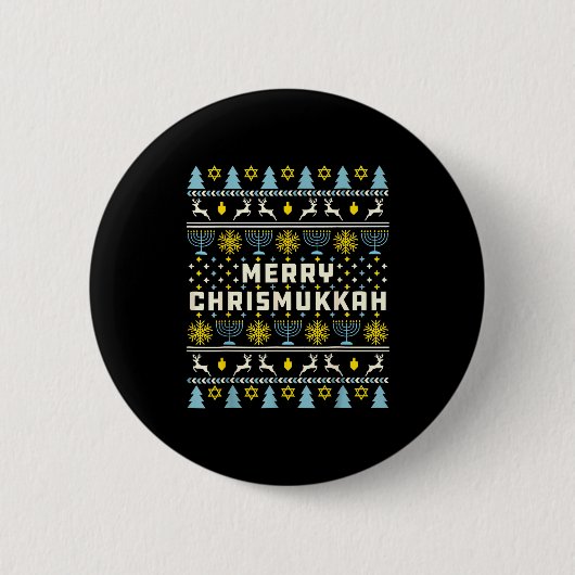 Merry Chrismukkah Happy Hanukkah Jew Ugly Christma Button (Vorderseite)