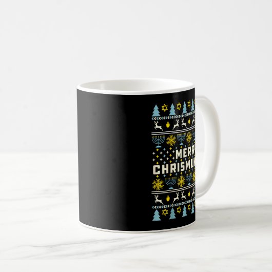 Merry Chrismukkah Happy Hanukkah Jew Ugly Christma Kaffeetasse (VorderseiteRechts)