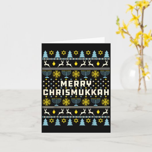 Merry Chrismukkah Happy Hanukkah Jew Ugly Christma Karte (Gelbe Blume)
