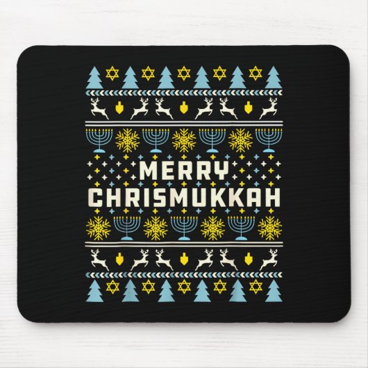 Merry Chrismukkah Happy Hanukkah Jew Ugly Christma Mousepad (Vorne)