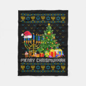 Merry Chrismukkah Happy Hanukkah Ugly Sweater Fami Fleecedecke (Vorderseite)